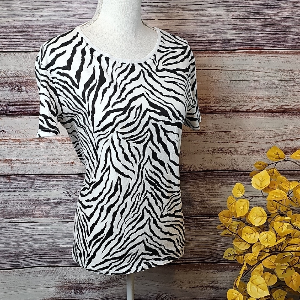 NEW ZARA ZEBRA PRINT SHORT SLEEVE PULLOVER TEE TOP TUNIC